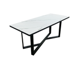 Mesa de comedor sin silla base de metal negra c/tope PVC marmolizado Powerfik