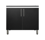 Fregadero doble tina c/mueble blanco/negro c/tope en pvc negro Powerfik