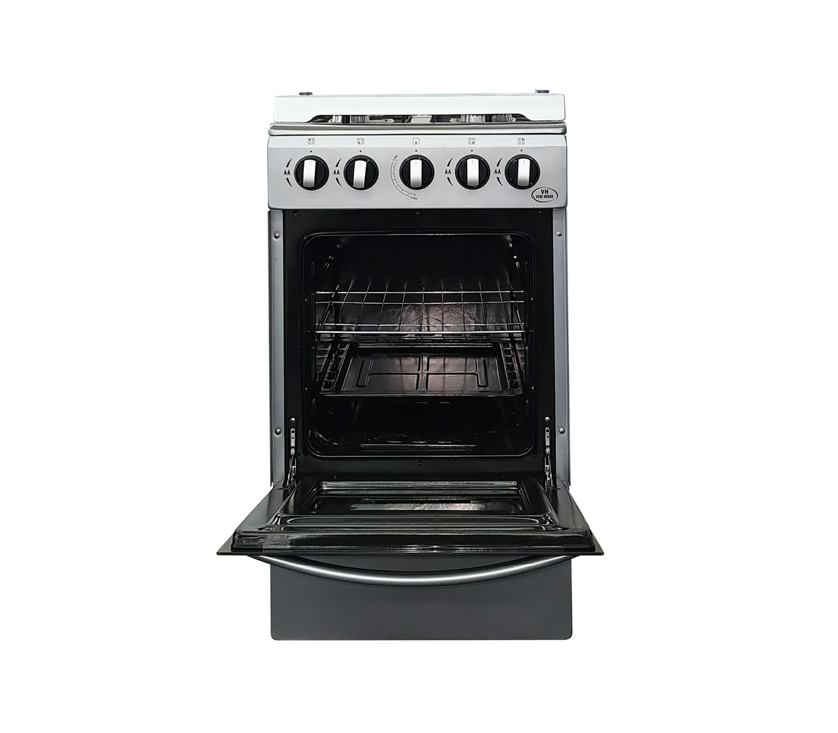 Cocina a gas 20" de piso 4h c/horno Plateada Vene Hogar