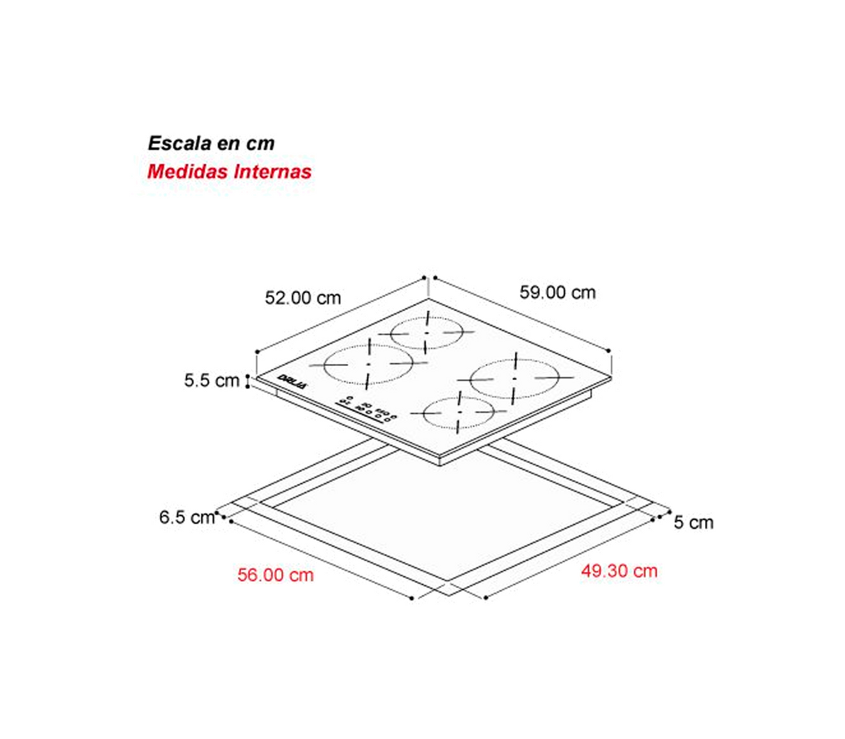 Tope de cocina eléctrico 4h 60cm Alemania negro Drija