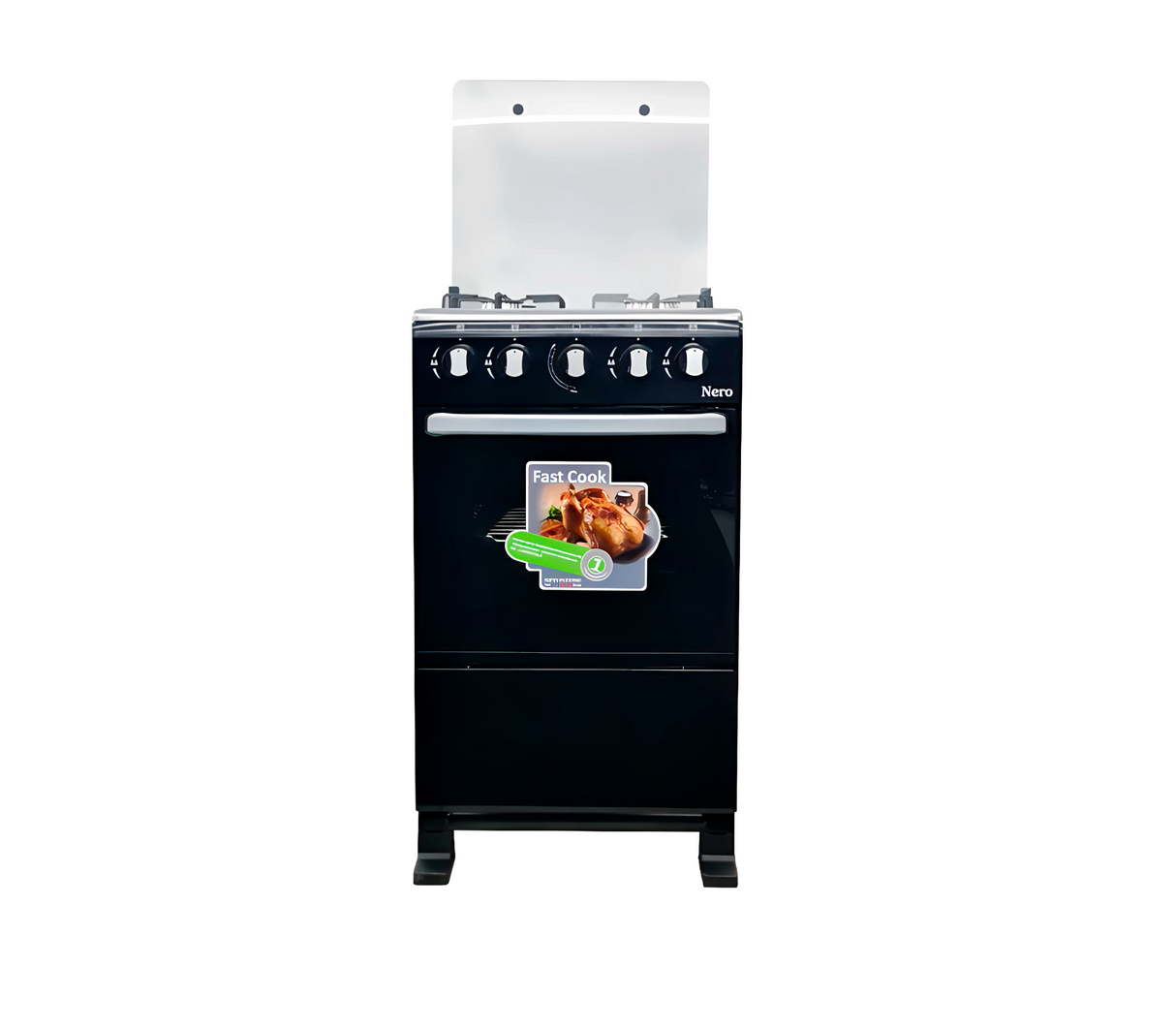 Cocina a gas 20" de piso 4h c/horno negro Nero