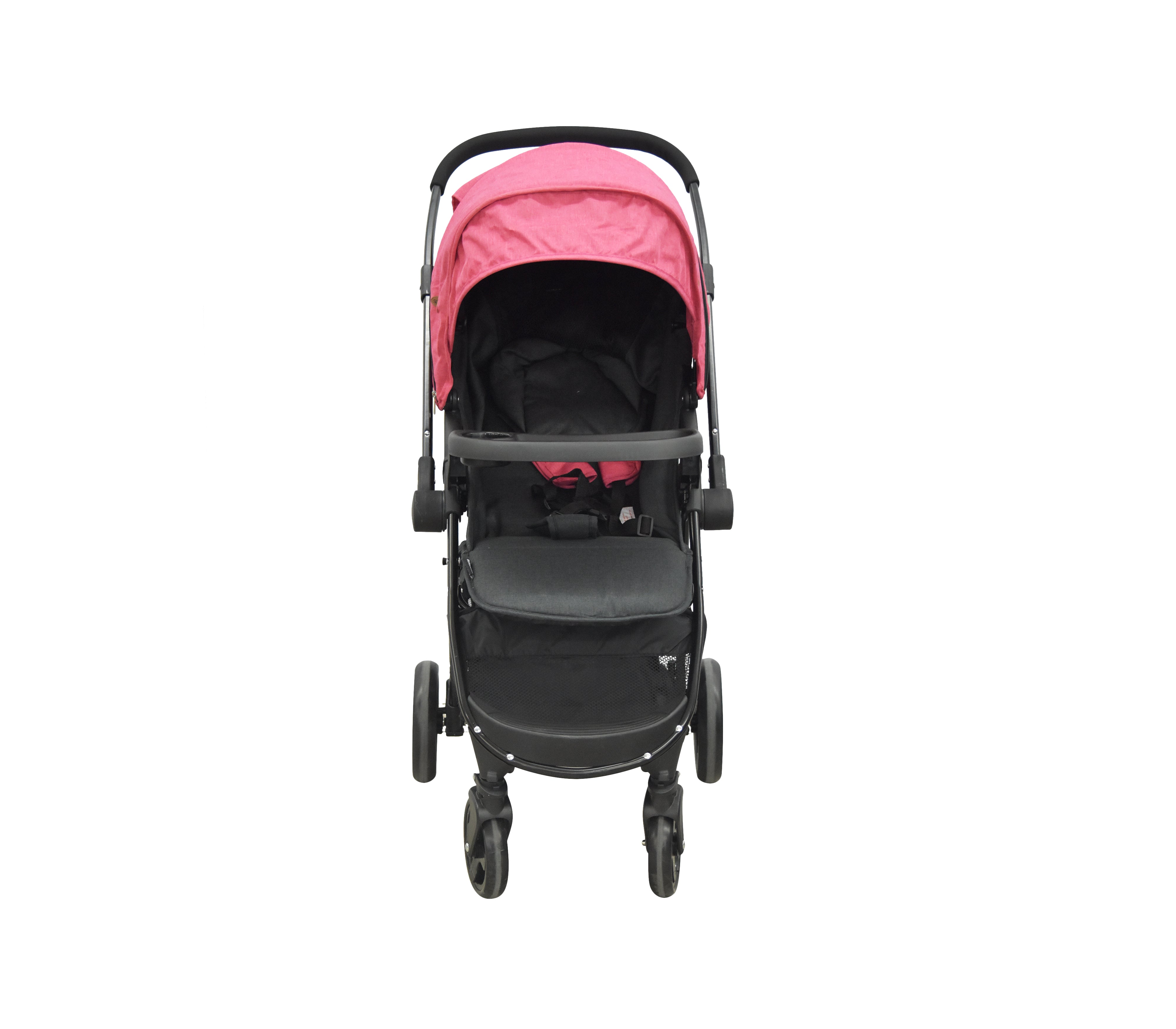 Coche para beb 4 ruedas con porta bebe negro rosado Spectrum