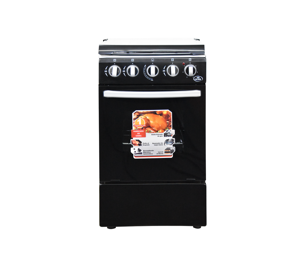 Cocina a gas 20" de piso 3h + 1 elect c/horno negro Vene Hogar