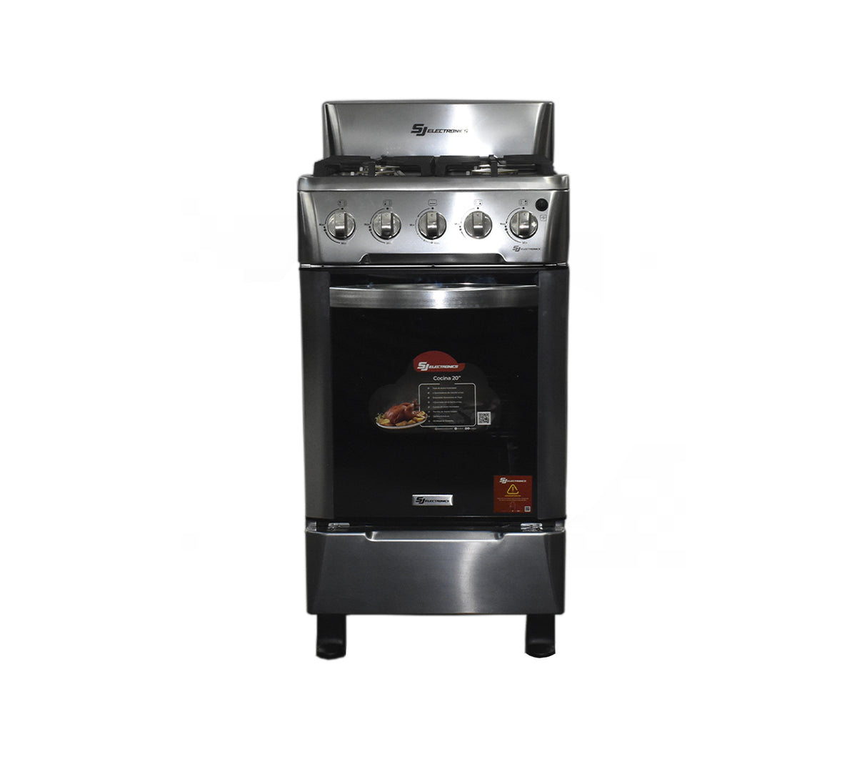 Cocina a gas 20" de piso 4 hornillas horno acero SJ-20A4H Sj Electronics