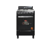 Cocina a gas 24" de piso 4 hornillas horno negra SJ-24N4H Sj Electronics