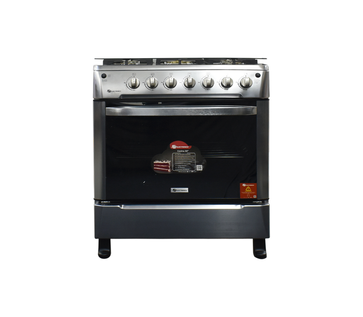 Cocina a gas 30" de piso 5 hornillas horno acero Sj-30 A5H Sj Electronics