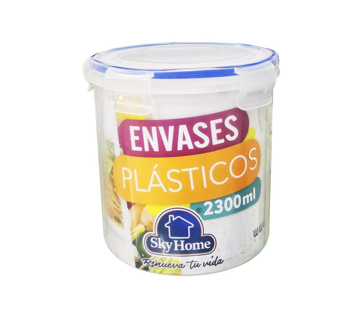 Envases redondo hermético plástico 2300ml Sky Home