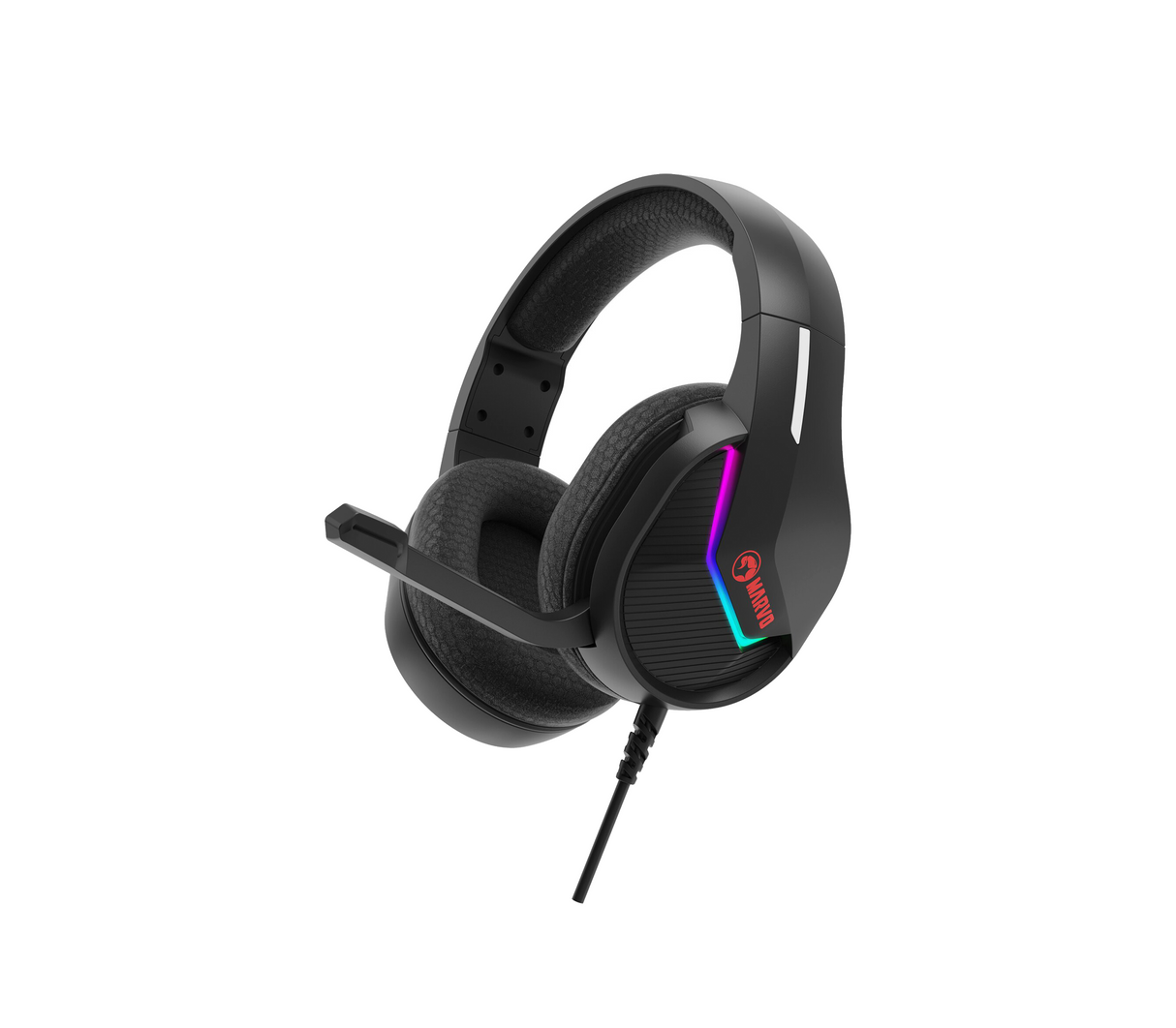 Audífonos gaming c/micrófono Tactic 40 negro RGB Marvo