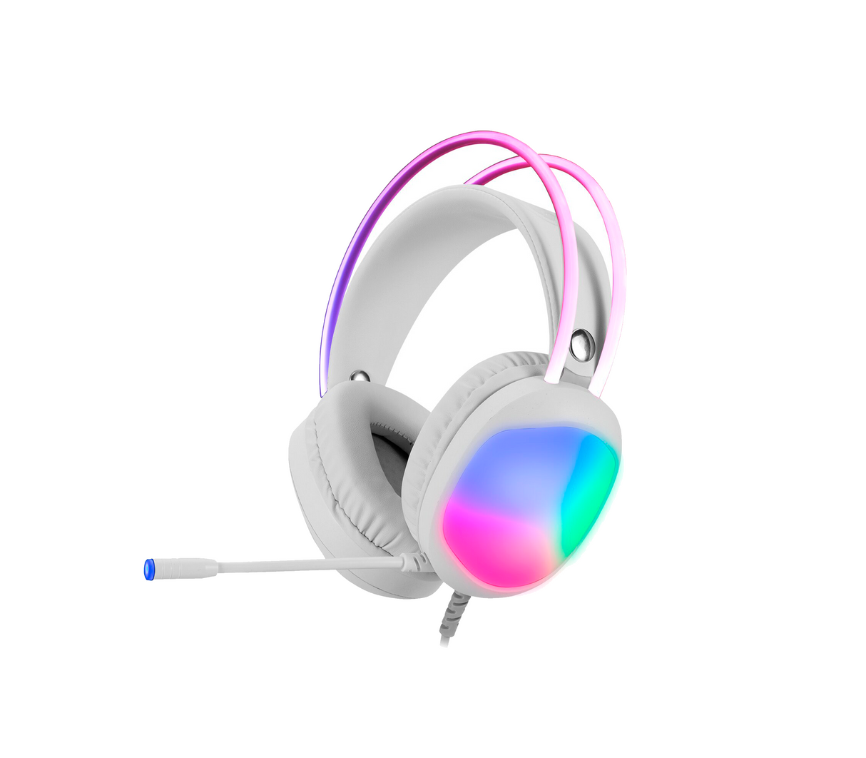 Audífonos gaming c/micrófono transp Rgb blanco Marvo