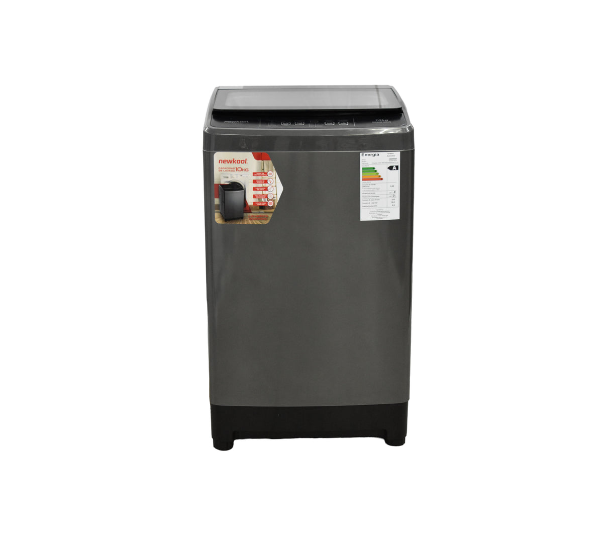 Lavadora 10kg automática gris oscuro Newkool