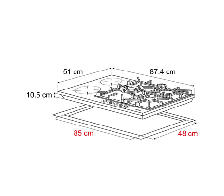 Tope de cocina dual Sicilia 90 5h 110v 87.4x51x10.5cm negro Drija