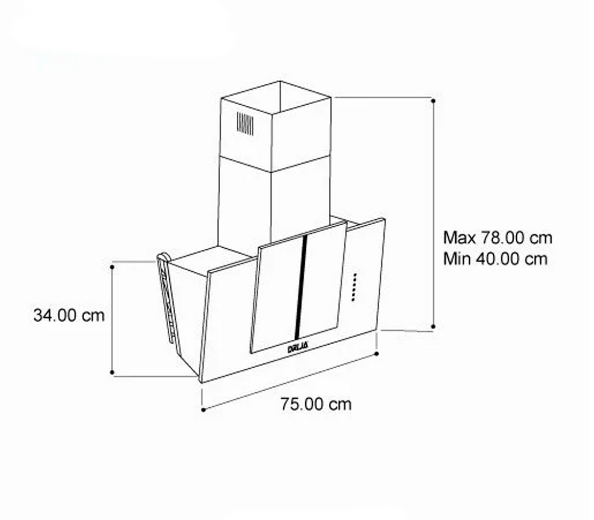 Campana vetro 76cm (30") 3 vel 110-120V negro Drija