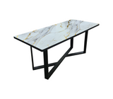 Mesa de comedor sin silla base de metal negra c/tope PVC marmolizado Powerfik